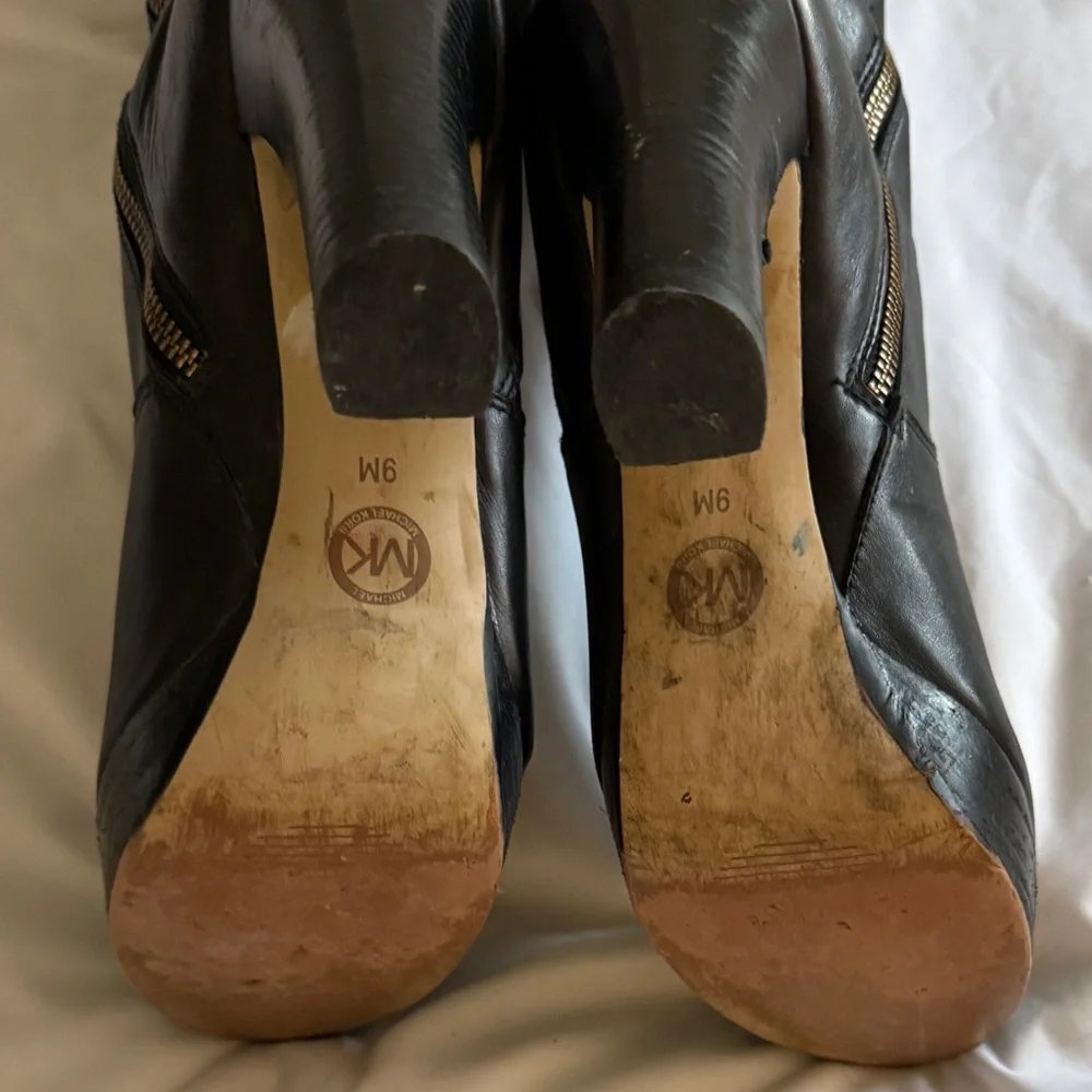 MICHAEL KORS Black Leather Tall Boots Women Size 9 - Picture 7 of 16